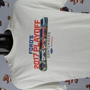 2017 Team Ford Playoff NASCAR Contenders car graphic XL casual white t-shirt
